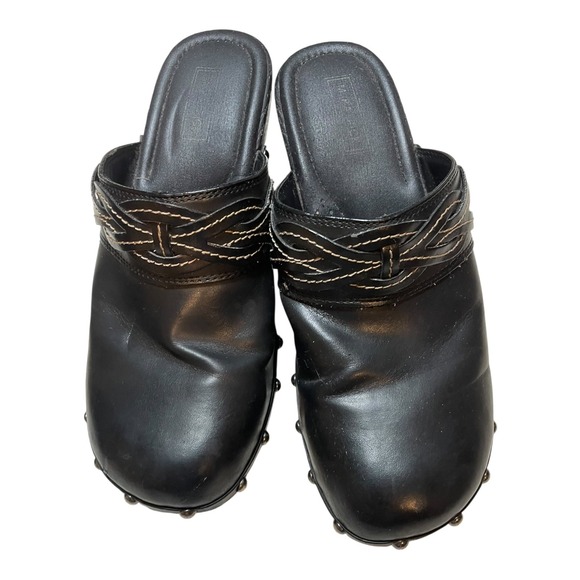 Bare Traps Leather Clogs Studded Braided Accent Heeled Mules Size 8M - Picture 1 of 5
